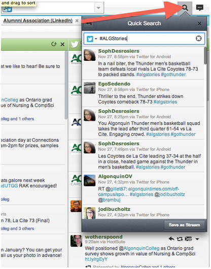 Hootsuite dashboard
