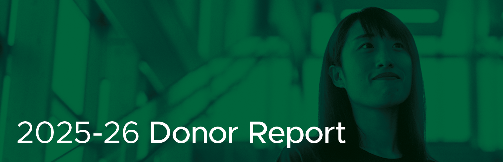 Decorative banner with the title "2025-26 Donor Report." 