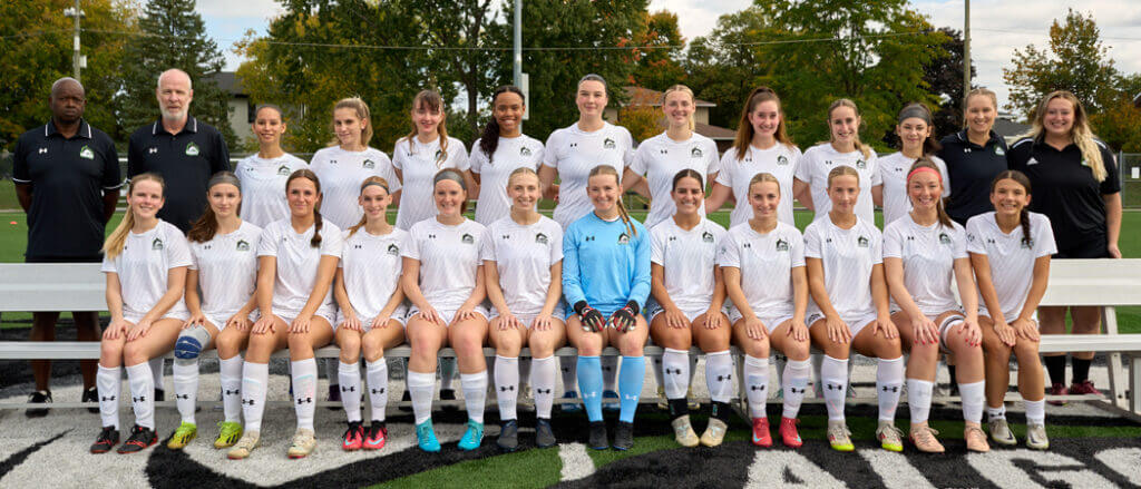 Algonquin Wolves women's soccer team group photo.