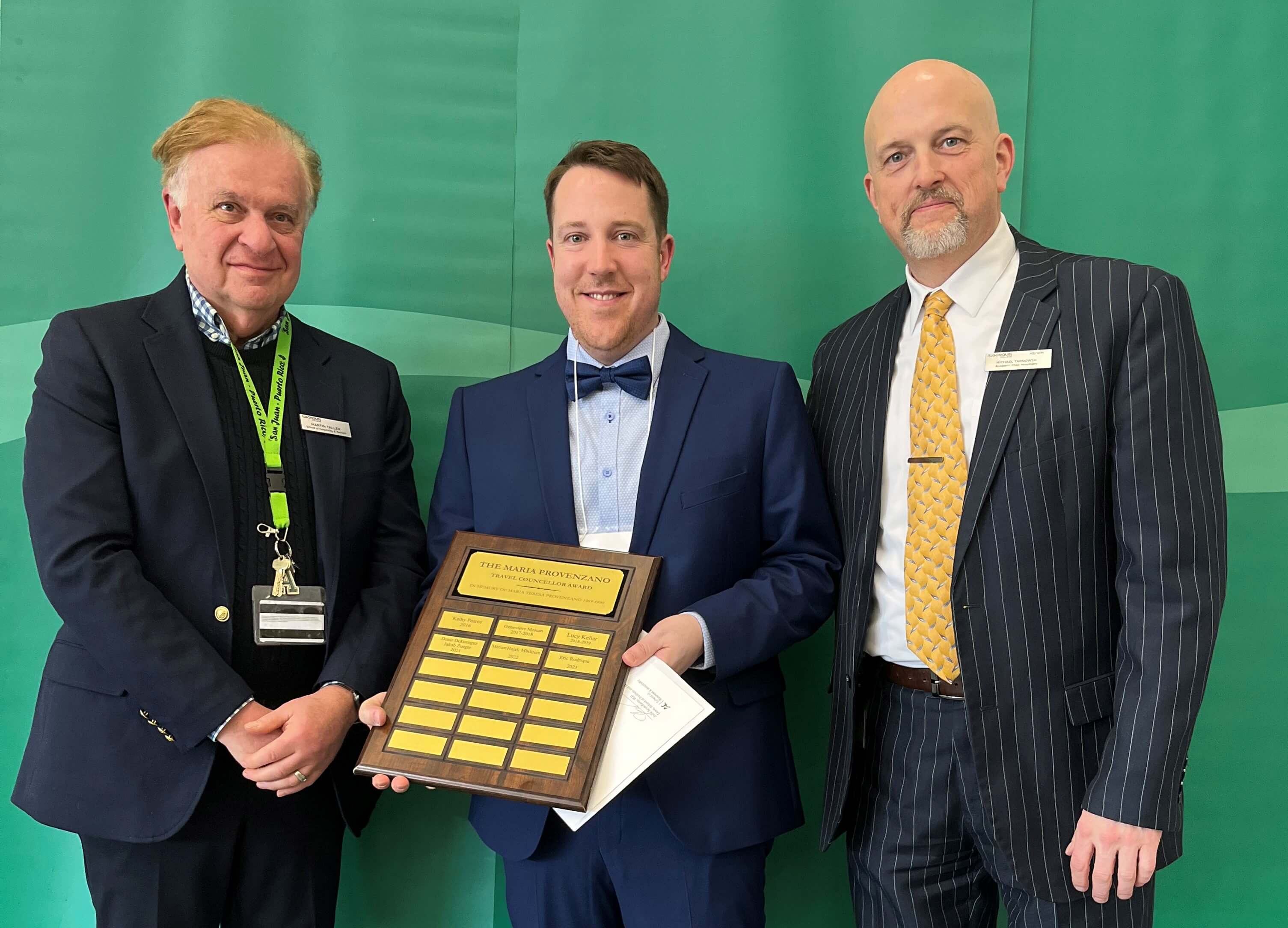 Student Eric Rodrique, Recipient of the Maria Provenzano Award, with professors