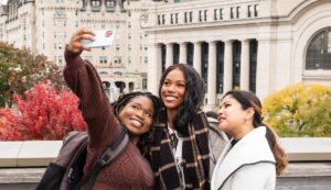 Tourism - Travel Services students downtown selfie
