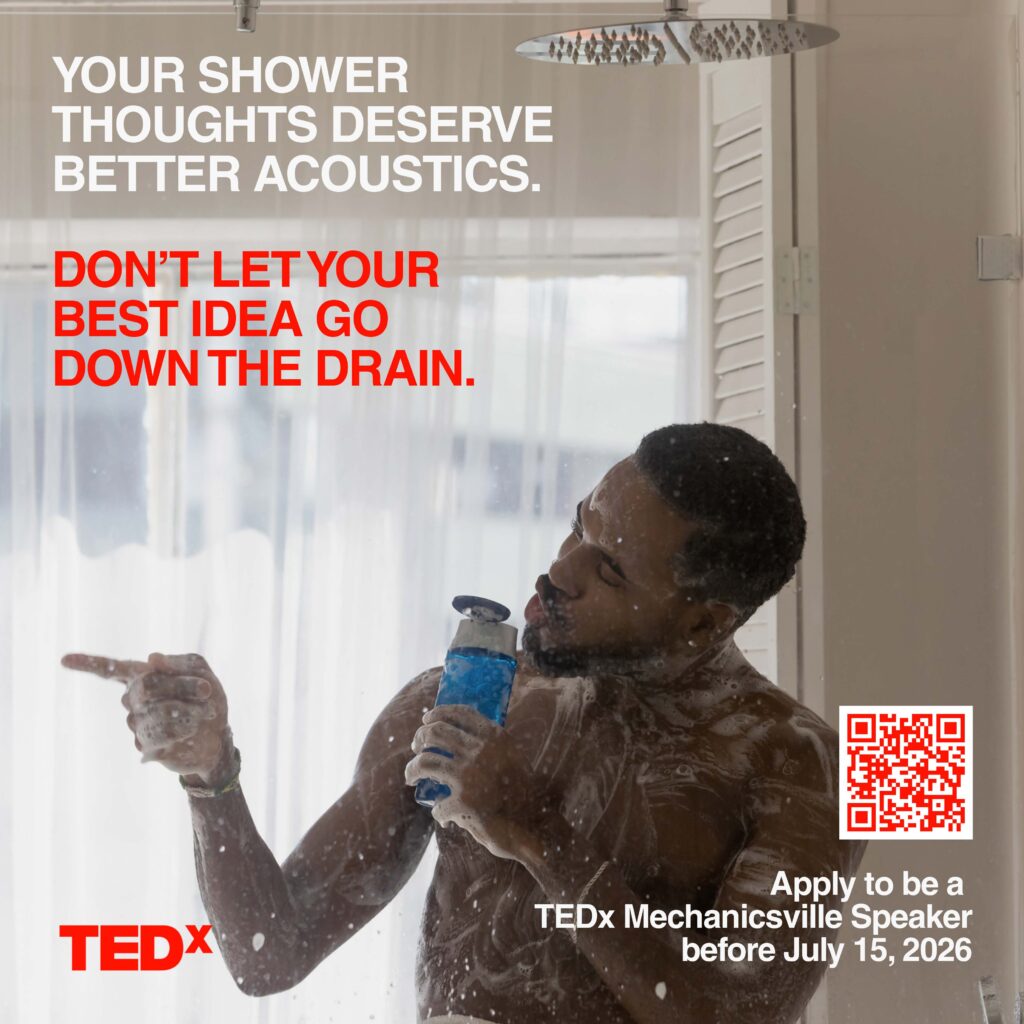 male in shower speaking into shampoo bottle Ad program