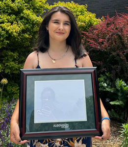 Photo of Siobhan with prize.