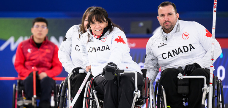 Team Canada competes in wheelchair curling at the 2026 Milano Cortina Paralympic Games.