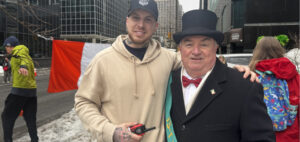 Student Brandon Ross is featured with Tom O'Neil, President of the Irish Society of the National Capital Region.

