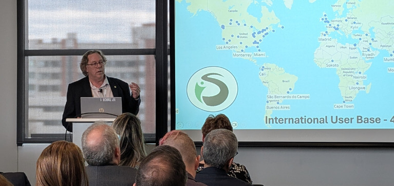 Kevin Holmes presenting at Polytechnics Canada Showcase.