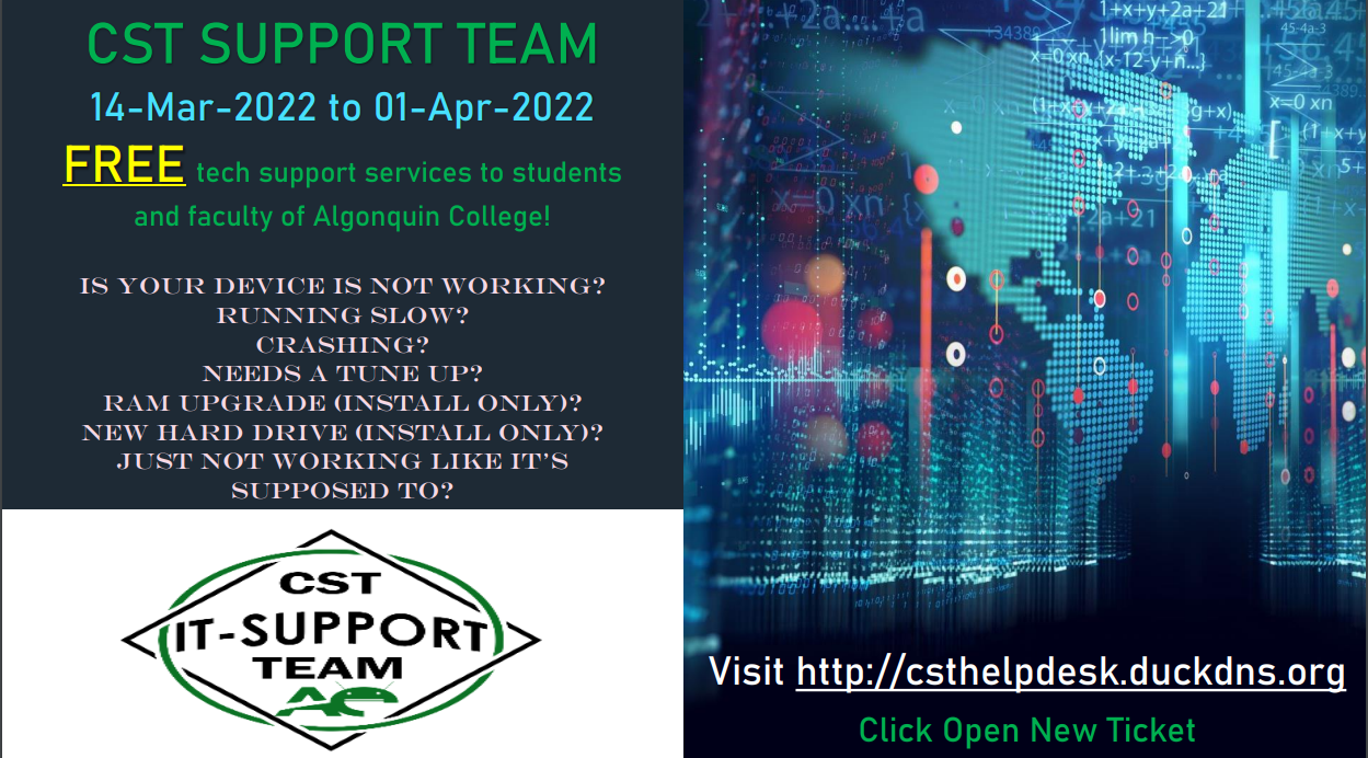 View information about the Computer Systems Technician Support desk!
