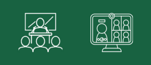 image of pictograms of in-person and virtual events