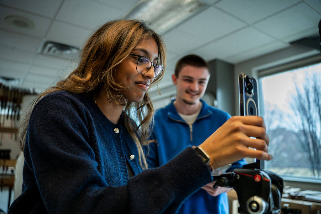 Algonquin College Students recording on a smartphone