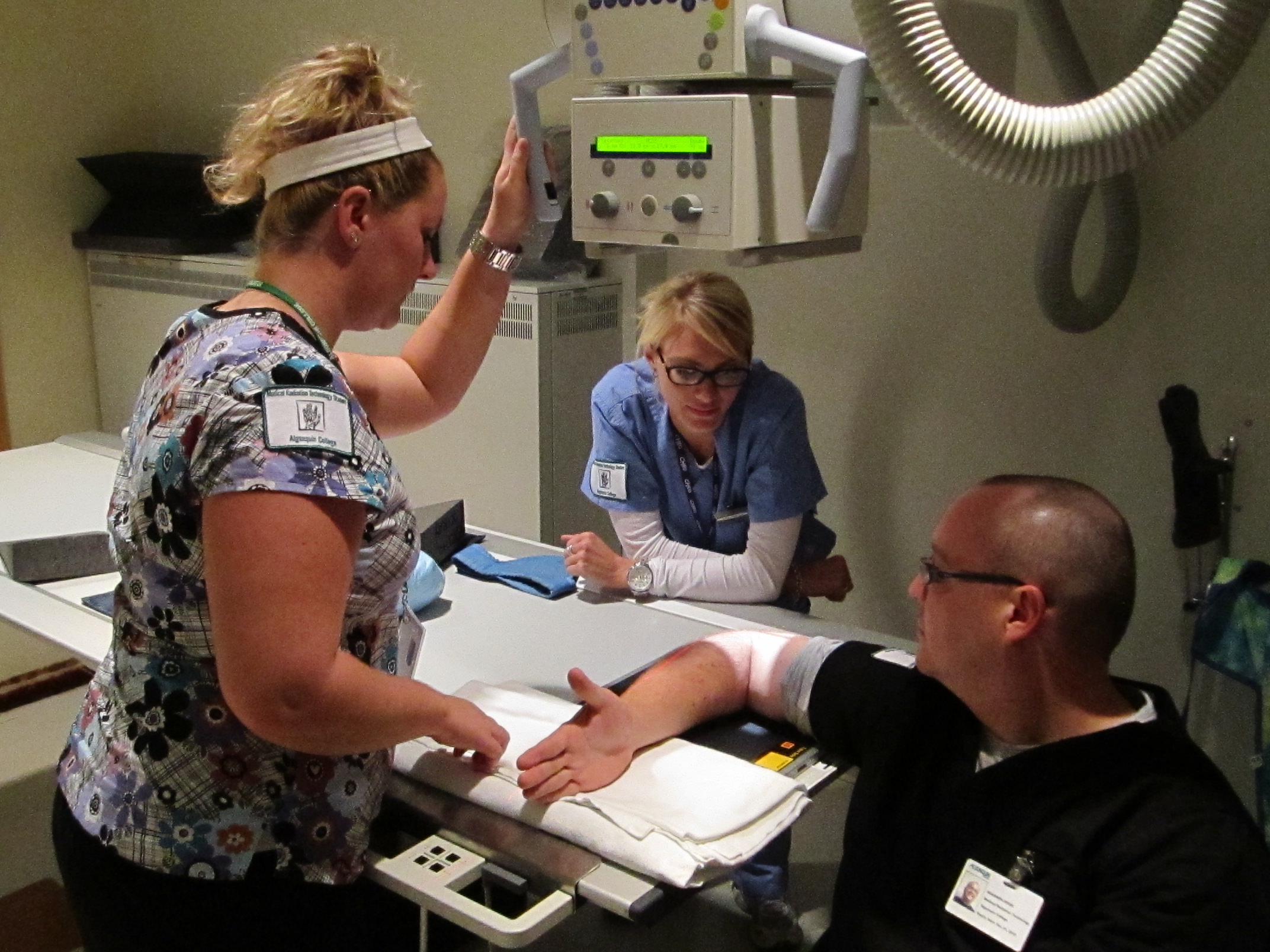 students at xray machine