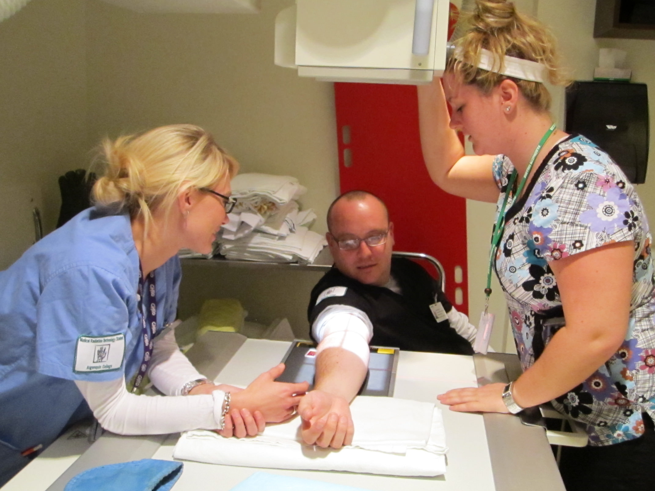 students at xray machine