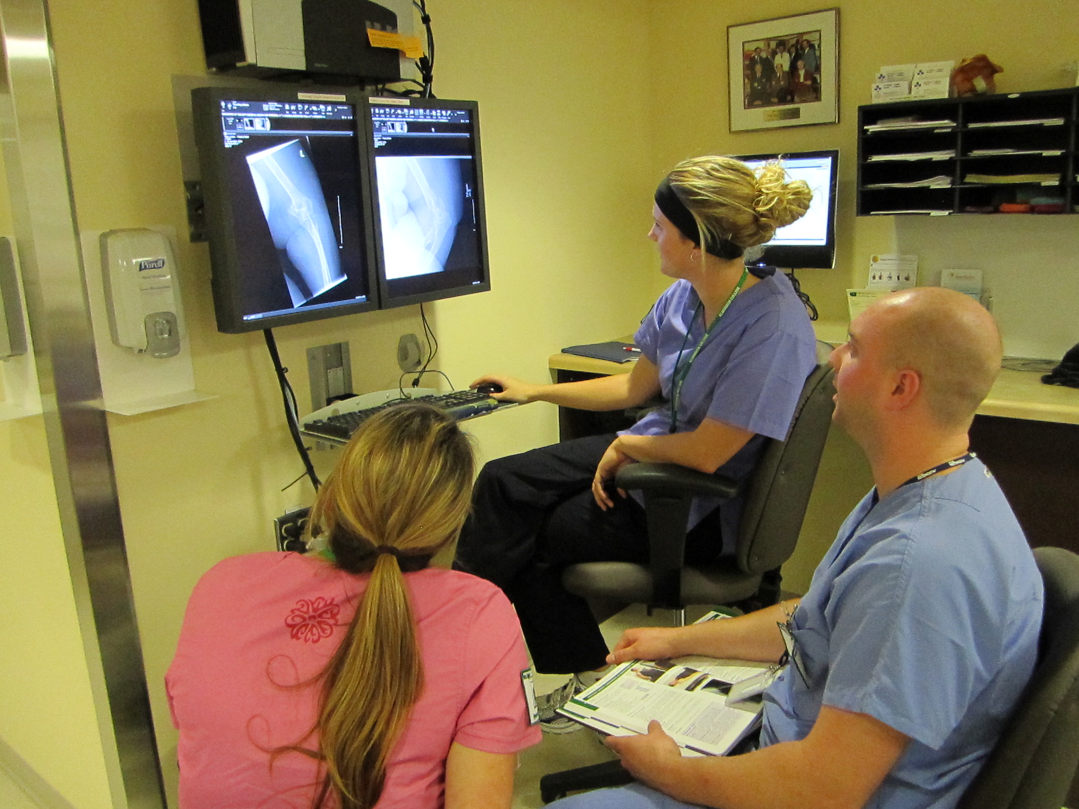 students at xray machine