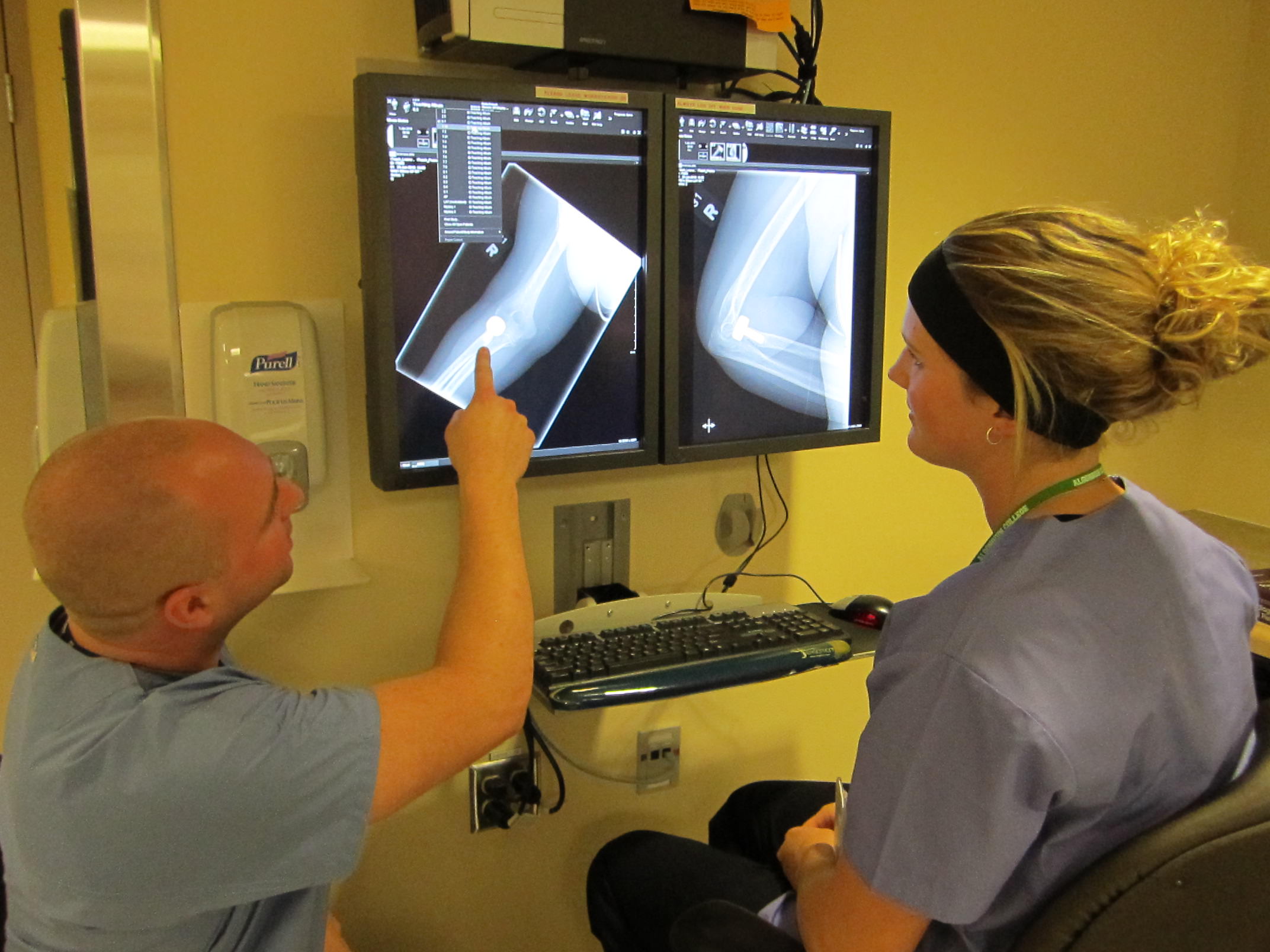 students at xray machine