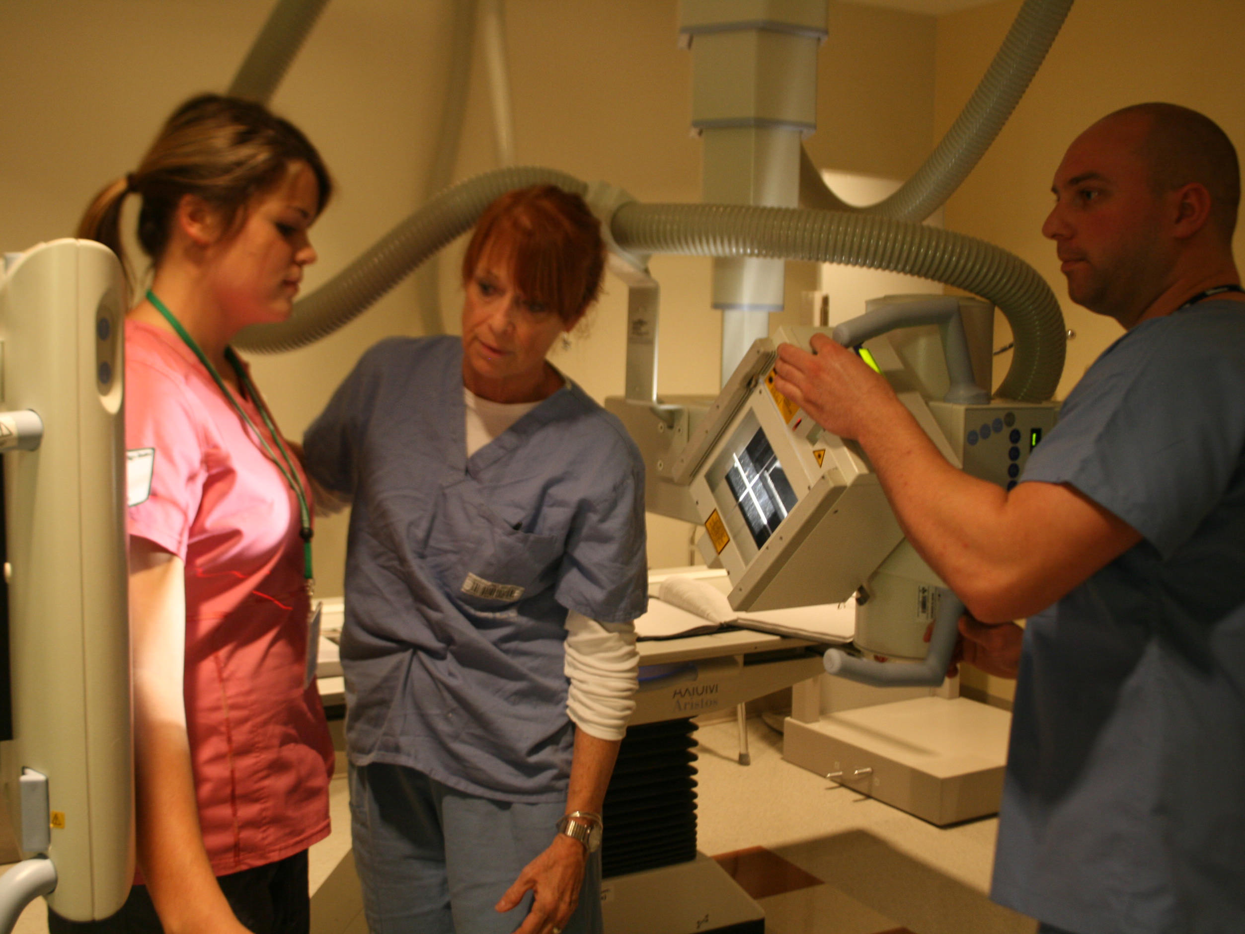 students at xray machine