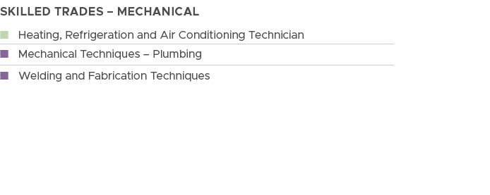 SKilled Trades – mechanical, n Heating, Refrigeration and Air Conditioning Technician, n Mechanical Techniques – Plum...