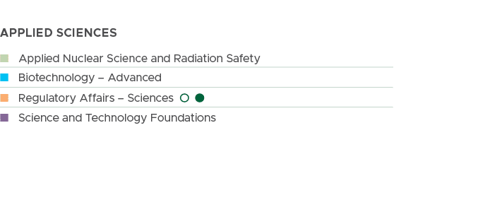 applied sciences, n Applied Nuclear Science and Radiation Safety, n Biotechnology – Advanced,n Regulatory Affairs – S...