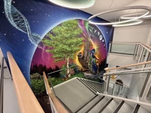 mural on stairs