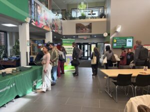 Learners lining up at the CSAM Awareness Booth at Pembroke Campus