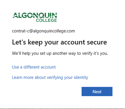 image showing Microsoft authenticator setup Let's Keep your account sure step