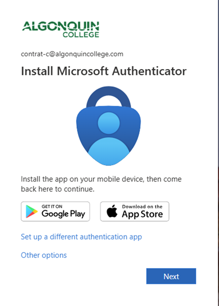 prompt to install microsoft authenticator app