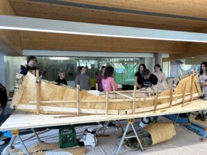 Canoe Build at Algonquin College led by Chuck Commanda