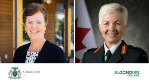 Headshots of Leah Levesque and Gen. Jennie Carignan