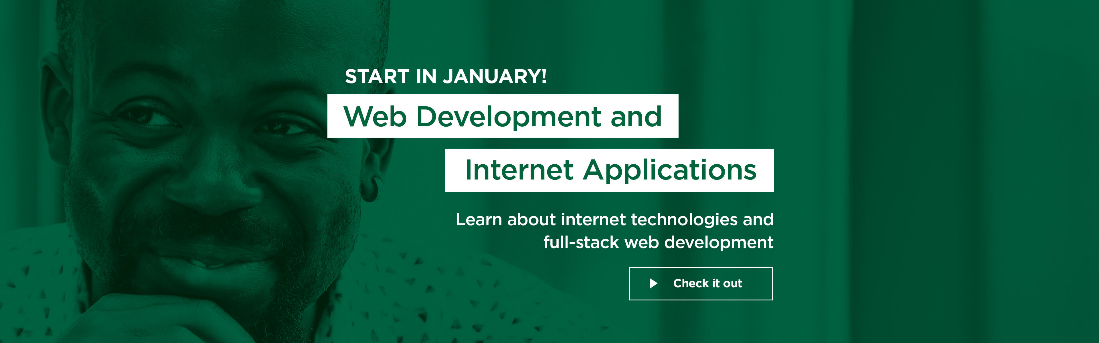 A banner promoting the web development and internet applications program