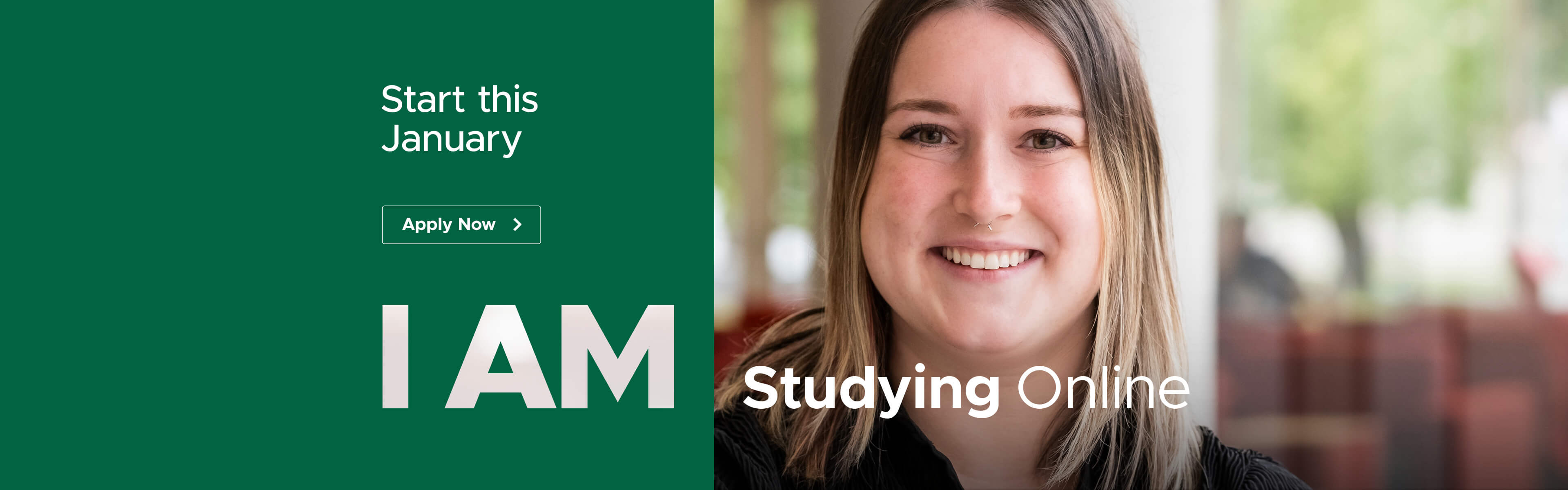 Web banner featuring smiling AC Online alumna Lydia