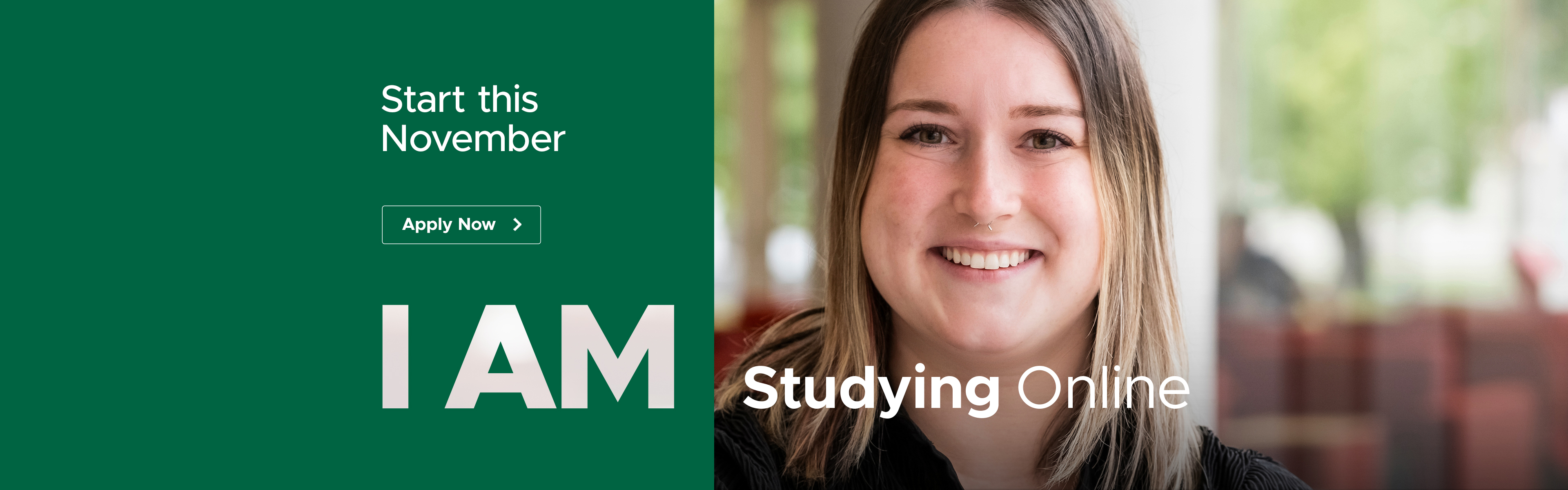 Web banner featuring smiling AC Online alumna Lydia