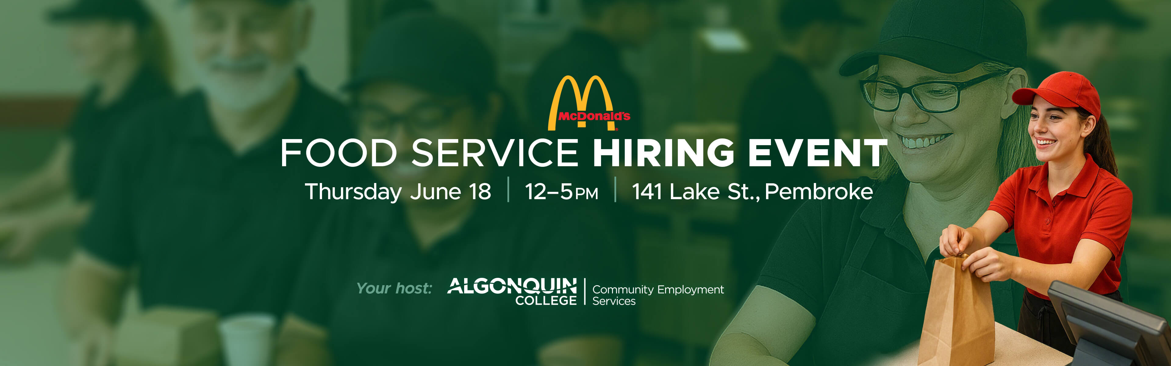 McDonald's Hiring Event on June 18th at Pembroke Community Employment Services