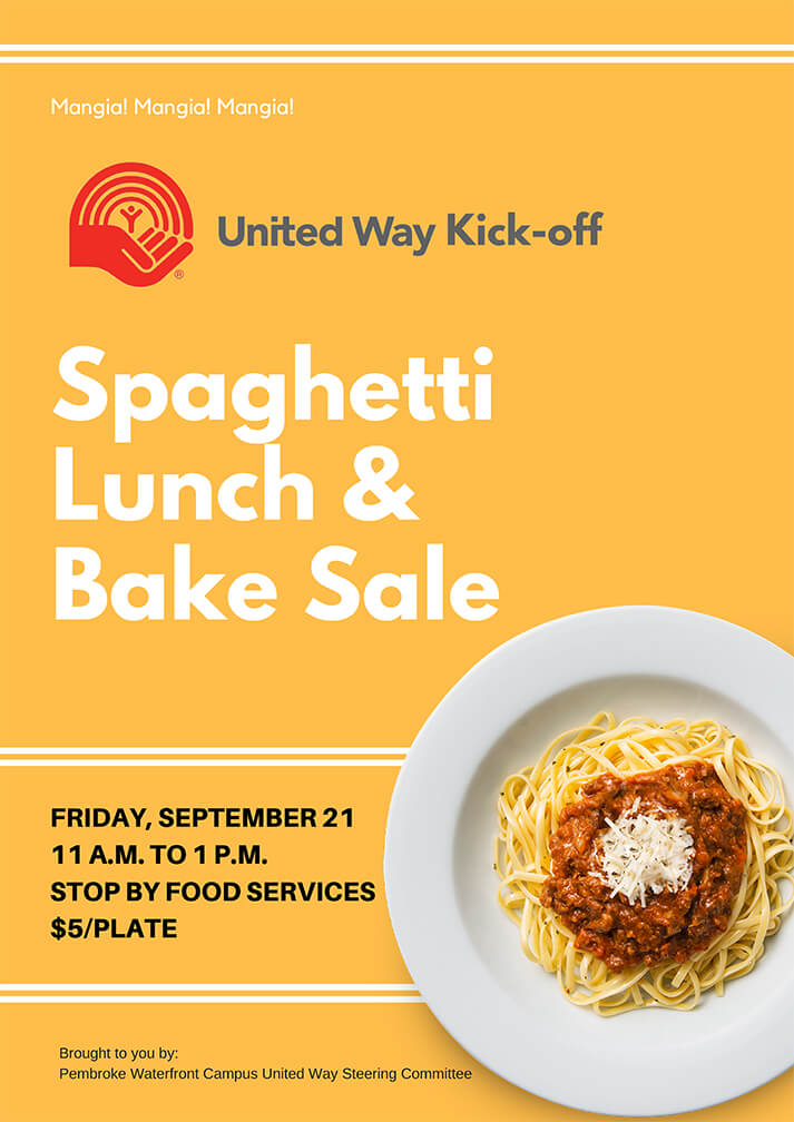United Way Spaghetti Lunch Fundraiser, Algonquin College, Pembroke Campus
