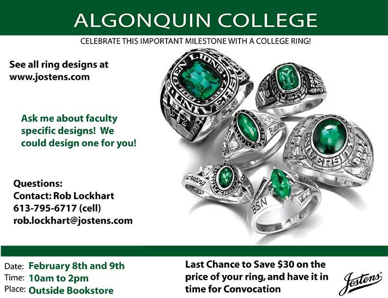 Josten grad rings, Algonquin College, Pembroke Campus