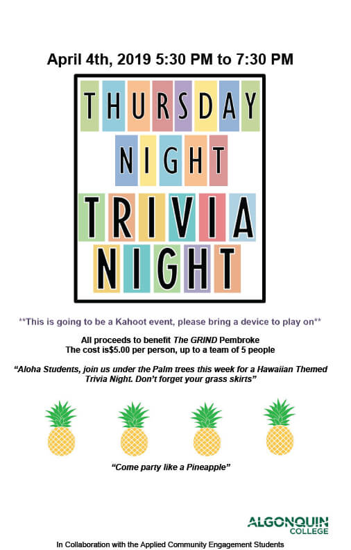 Algonquin College, Community Engagement Trivia Night