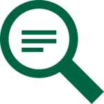 Icon of a magnifier with text