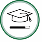 A graduate cap with a progress bar below it