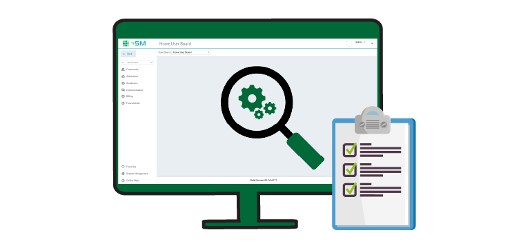 A computer monitor with a magnifier and a separate checklist