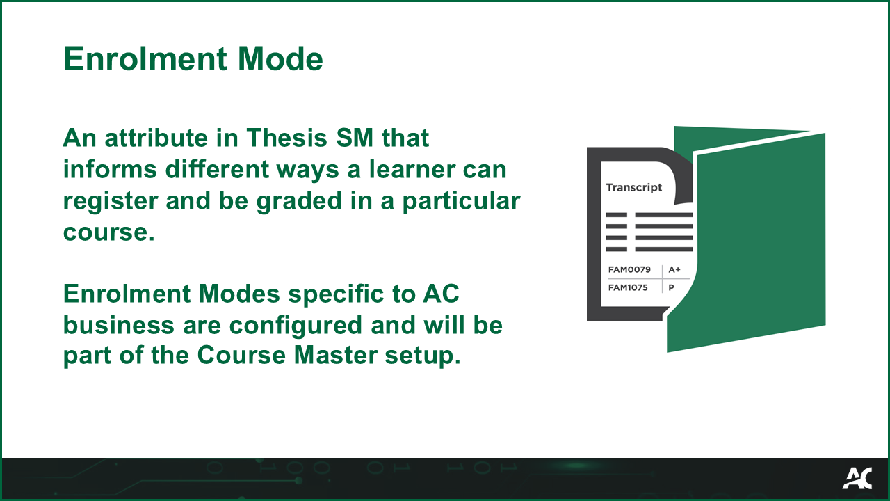 The phase in which learners enrol in the course selections made during Pre-enrolment for an upcoming Academic Period.