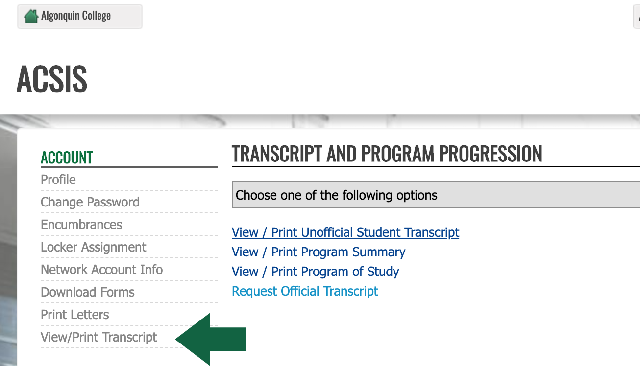 ACSIS_Unofficial_Transcript - Registrar's Office