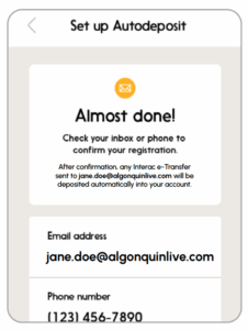 Step 4: An image of the interac payment set up.