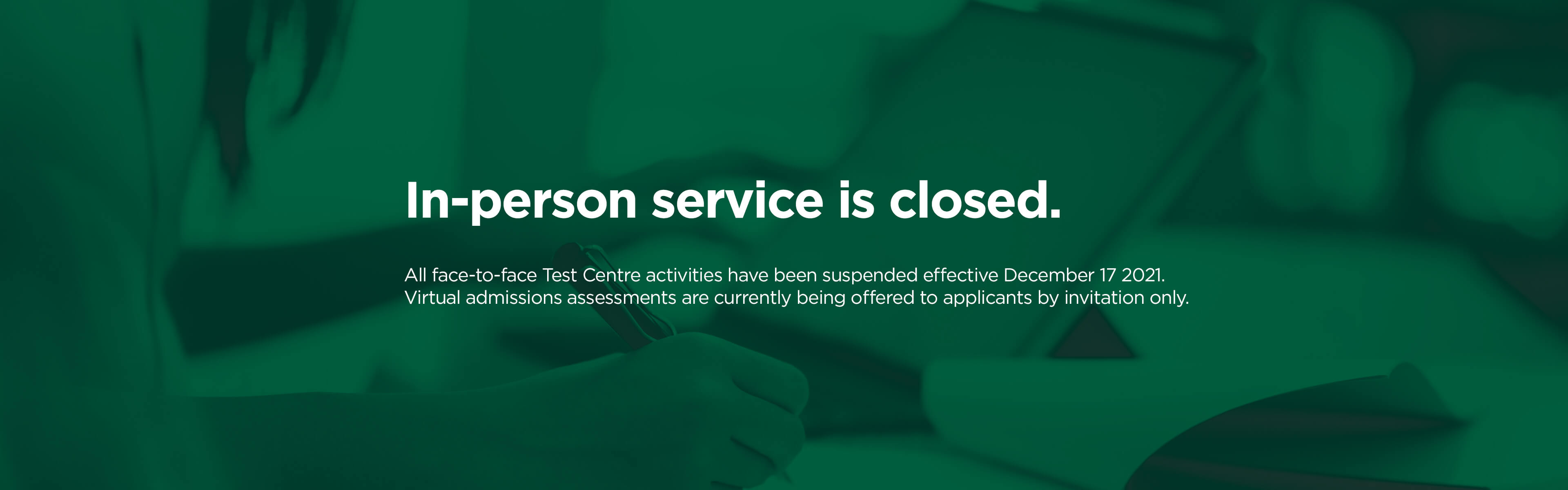 Test Centre Homepage COVID W22