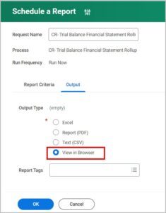 Schedule Report View in Browser Option